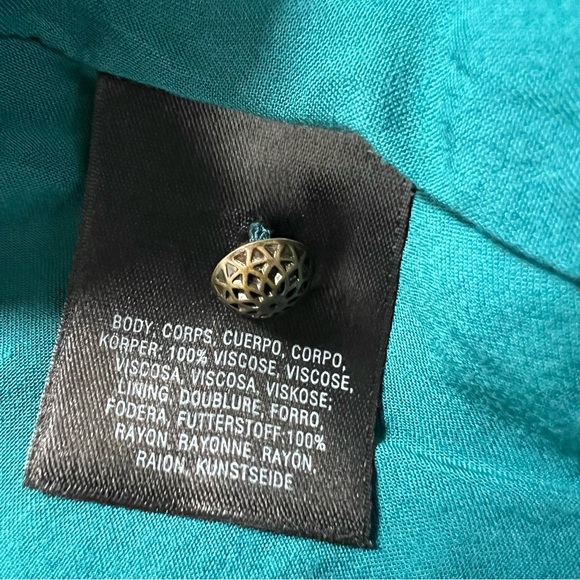 Anthropologie Maeve Ella Blue Floral Cold Shoulder Knee Length Dress size 14 - Picture 9 of 12